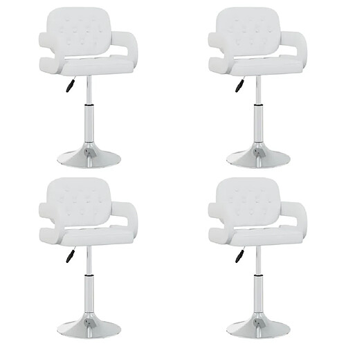 Maison Chic Lot de 4 Chaises pivotantes à manger,Chaises à manger,Chaises de cuisine salon blanc similicuir -MN90611