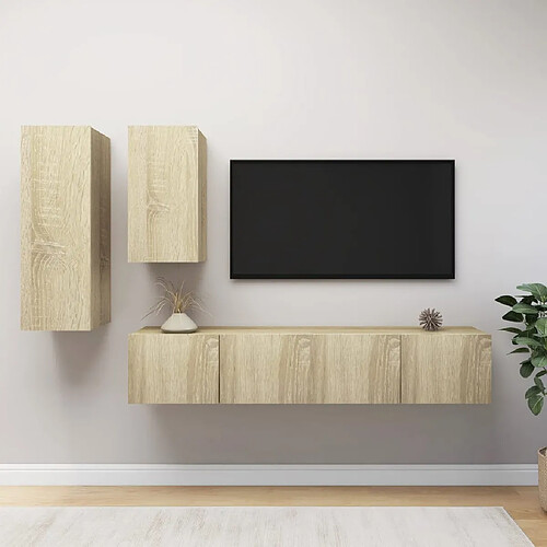 vidaXL Ensemble de meubles TV 4 pcs Chêne sonoma Bois d'ingénierie