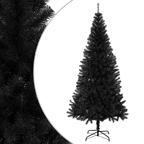 vidaXL Sapin de Noël artificiel avec support noir 180 cm PVC