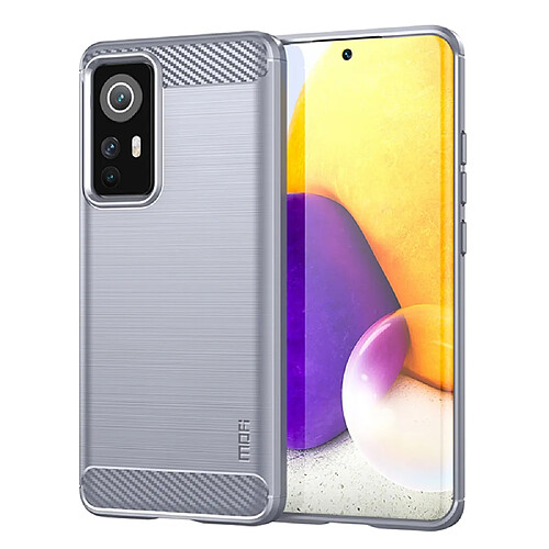 Coque en TPU MOFI texture en fibre de carbone, anti-rayures, surface brossée gris pour votre Xiaomi 12/12X