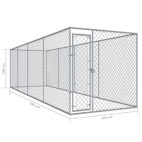 Helloshop26 Chenil extérieur cage enclos parc animaux chien d'extérieur pour chiens 760 x 192 x 185 cm 02_0000360