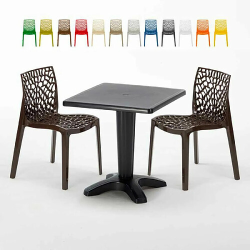 Grand Soleil Table et 2 chaises colorées polypropylen