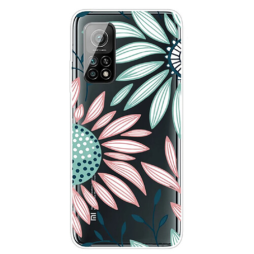 Coque en TPU à motifs clair fleur cyan/rose pour votre Xiaomi Mi 10T 5G/10T Pro 5G