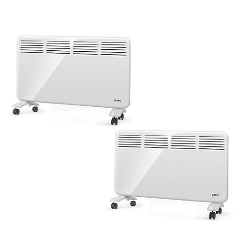 Pack 2 Convecteurs Mobile ou fixe Radiateur à convection Quickfix 2000 - 2000 W, Ultra Plat, Chauffage Pour Pièces De 20 À 30 M2