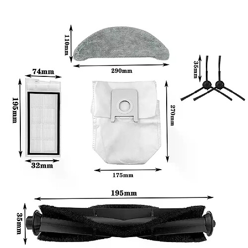 Accessoires pour aspirateur Robot Xiaomi ROIDMI EVE Plus, filtre, brosse principale, tissus, sacs à poussière, brosse latérale