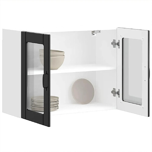 vidaXL Armoire murale de cuisine avec porte en verre Lucca noir