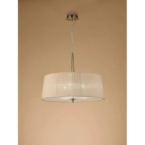 Luminaire Center Suspension Loewe Single 3 Ampoules E14, laiton antique avec Abat jour bronze