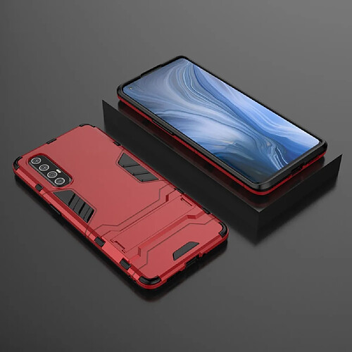 Coque en TPU hybride cool style garde avec béquille rouge pour votre Oppo Reno 3 Pro