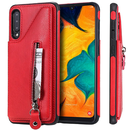 Wewoo Housse Coque Pour Galaxy A50 étui de protection antichoc à double boucle de couleur unie solide rouge