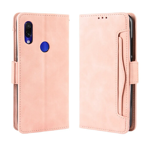 Wewoo Housse Coque Étui en cuir de modèle de portefeuille style skin veau pour Xiaomi Redmi 7avec fente carte séparée rose