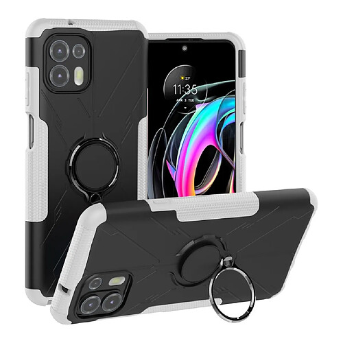 Coque en TPU anti-chocs avec béquille pour votre Motorola Edge 20 Lite - blanc