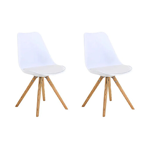 Mes Lot de 2 chaises coins arrondis coloris blanc - LUCIE