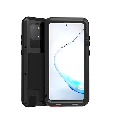 Coque en silicone + métal anti-poussière anti-choc anti-éclaboussures défendre cool noir pour votre Samsung Galaxy A81/Note 10 Lite