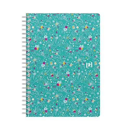 Cahier spirale Oxford Flowers A5 14,8 x 21 cm petits carreaux 120 pages - Lot de 5