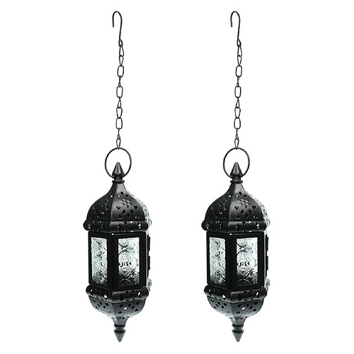 2x Chaîne de Fer Pendaison Bougeoir Bougeoir Bougeoir Lampe Noir