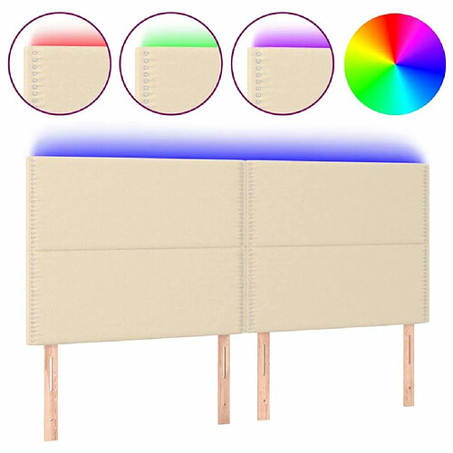 Maison Chic Tête de lit moderne à LED lumineuse pour chambre - Décoration de lit Crème 180x5x118/128 cm Tissu -MN12205