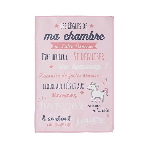 The Home Deco Kids Tapis règles de la chambre enfant 60x90 cm little princesse -rose.