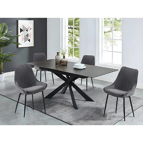 Vente-Unique Ensemble table ALBINA + 4 chaises MASURIE - Anthracite