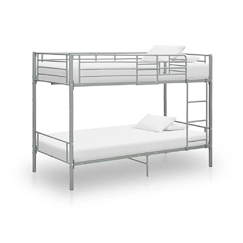 vidaXL Lit superposé sans matelas gris métal 90x200 cm