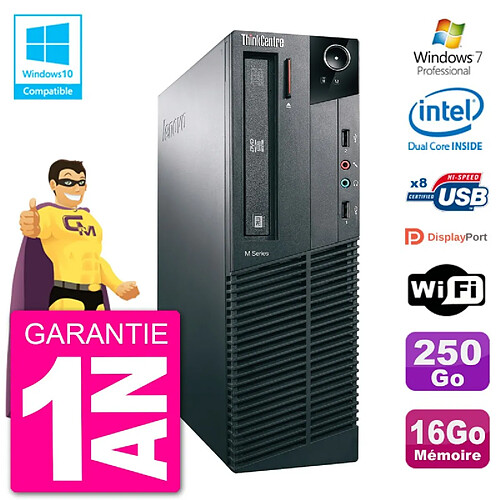 PC Lenovo ThinkCentre M82 SFF G2020 RAM 16Go Disque Dur 250Go Graveur DVD Wifi W7 · Occasion