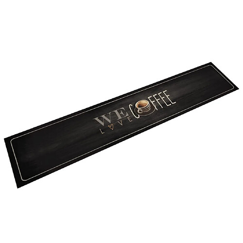 vidaXL Tapis de cuisine lavable texte Coffee 60x300 cm velours