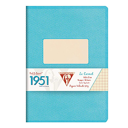 Clairefontaine 1951 195746C Cahier broché dos toilé 192 pages ligné couverture 90 g A5 Turquoise