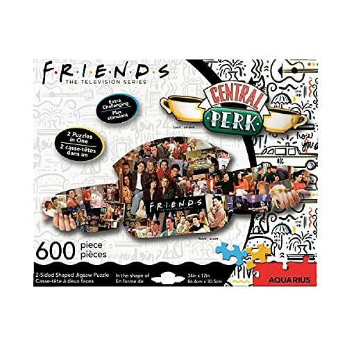 AQUARIUS Friends central Perk Puzzle (puzzle de 600 piAces en forme de 2 faces) - Sans reflets - Ajustement prAcis - Marchandises et objets de collection de la sArie tAlAvisAe Friends sous licence officielle - 34 x 12 po