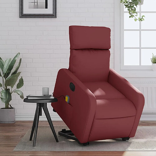 vidaXL Fauteuil inclinable de massage électrique rouge bordeaux