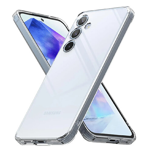 Htdmobiles Coque pour Samsung Galaxy A55 5G - housse etui silicone gel fine + verre trempe - TRANSPARENT TPU