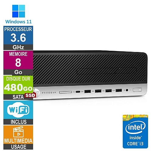 PC HP 600 G4 SFF i3-8100 3.60GHz 8Go/480Go SSD Wifi W11 · Reconditionné