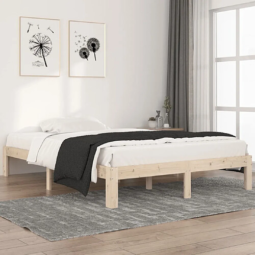 Maison Chic Lit adulte - Lit simple Cadre de lit,Structure du lit Contemporain Bois de pin massif 140x200 cm -MN28863