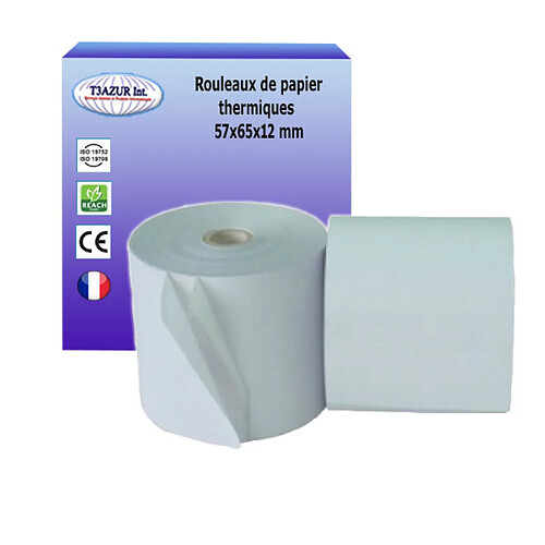 Lot de 5 Rouleaux de papier thermiques 57x65x12 mm -T3AZUR