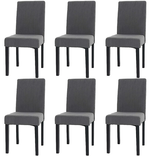 Decoshop26 Lot de 6 chaises de salle à manger dossier haut en tissu velours côtelé gris foncé pieds foncés 04_0007642