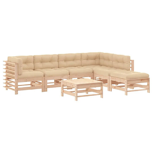 Maison Chic Salon de jardin 7 pcs + coussins - Mobilier/Meubles de jardin - Table et chaises d'extérieur bois massif -MN83037