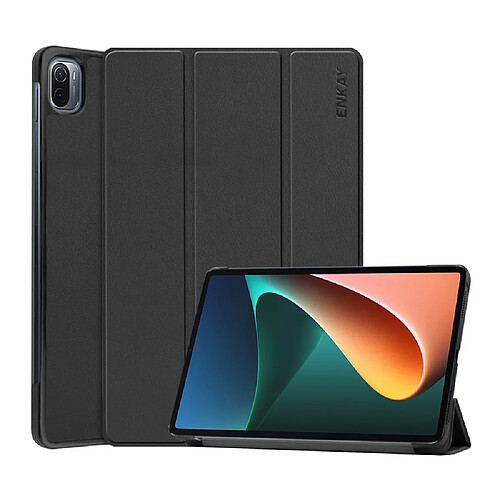 Enkay Etui en PU léger, anti-chute, avec support à trois volets noir pour votre Xiaomi Pad 5/5 Pro