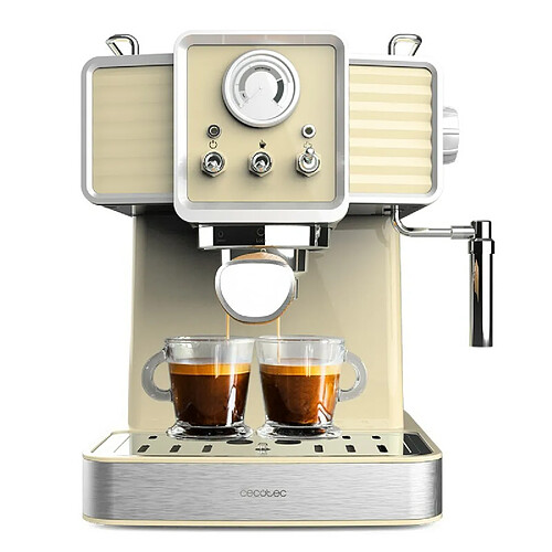 Cecotec Cafetera Express Power Espresso 20 Tradizionale Light Yellow. 1350 W, Espresso y Cappucicno, 20 Bares, 1,5 L