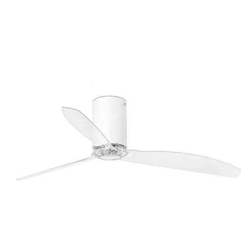 Faro Barcelona Ventilateur de plafond blanc mat et transparent avec moteur à courant continu intelligent - Télécommande incluse