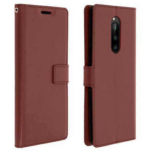 Avizar Housse Sony Xperia 1 Étui Folio Portefeuille Fonction Support Vidéo - marron