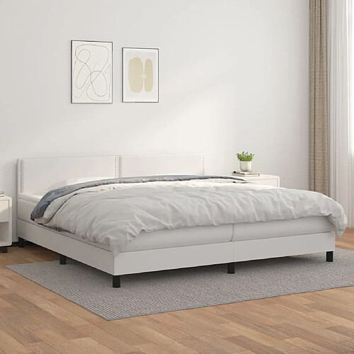 Maison Chic Lit Adulte - Lit simple Lit à sommier tapissier avec matelas moelleux - Meuble de Chambre Blanc 200x200cm Similicuir -MN35396