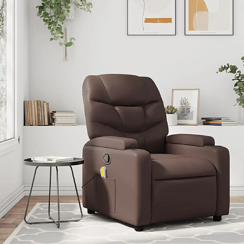 vidaXL Fauteuil de massage inclinable Marron Similicuir