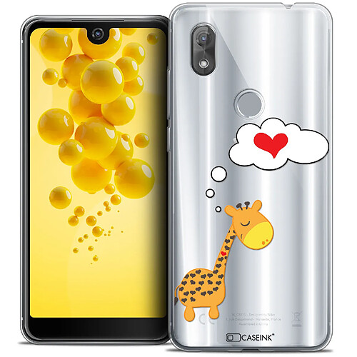 Caseink Coque Housse Etui Wiko View 2 (6.0 ) [Crystal Gel HD Collection Love Saint Valentin Design Girafe Amoureuse - Souple - Ultra Fin - Imprimé en France]