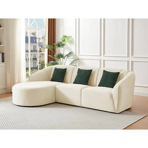 Vente-Unique Canapé d'angle gauche en tissu beige texturé NETOMIA