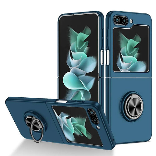 Htdmobiles Coque pour Samsung Galaxy Z Flip 5 5G - housse etui rigide bague anti choc magnetique - BLEU FONCE