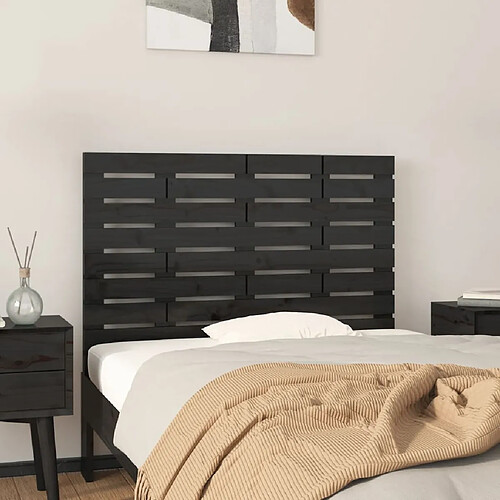 vidaXL Tête de lit murale Noir 81x3x63 cm Bois massif de pin