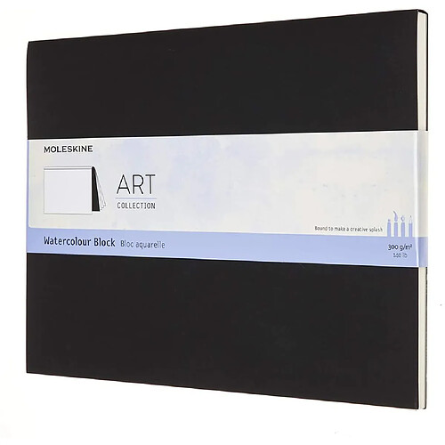 Moleskine Bloc Aquarelle Art Collection, Album avec Papier pour Aquarelles, Couverture Carton, Format Très Grand 19 x 25 cm, Couleur Noir, 20 Pages