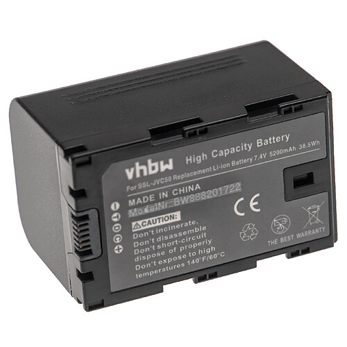 vhbw Batterie compatible avec JVC GY-HM600E, GY-HM600EC, GY-HM600U, GY-HM620E caméra vidéo caméscope (5200mAh, 7,4V, Li-ion)