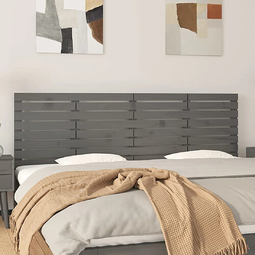 vidaXL Tête de lit murale Gris 166x3x63 cm Bois massif de pin