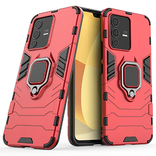 Coque en TPU antichoc, flexible avec béquille, rouge pour votre Vivo S12