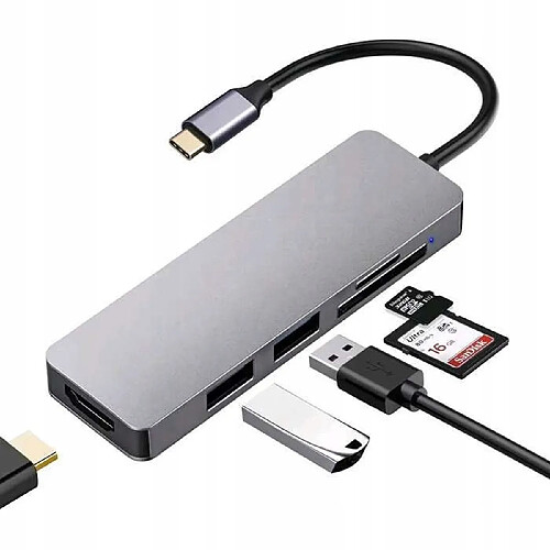 GUPBOO Adaptateur Type C Hub HDMI 4K + USB 2.0 + USB 3.0 SD,JL1976