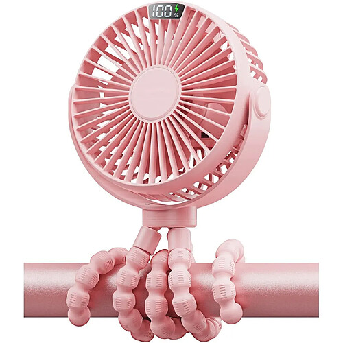 (Rose) Ventilateur de Poussette Portable Youngshion Ventilateur de Refroidissement Portatif à Affichage LED